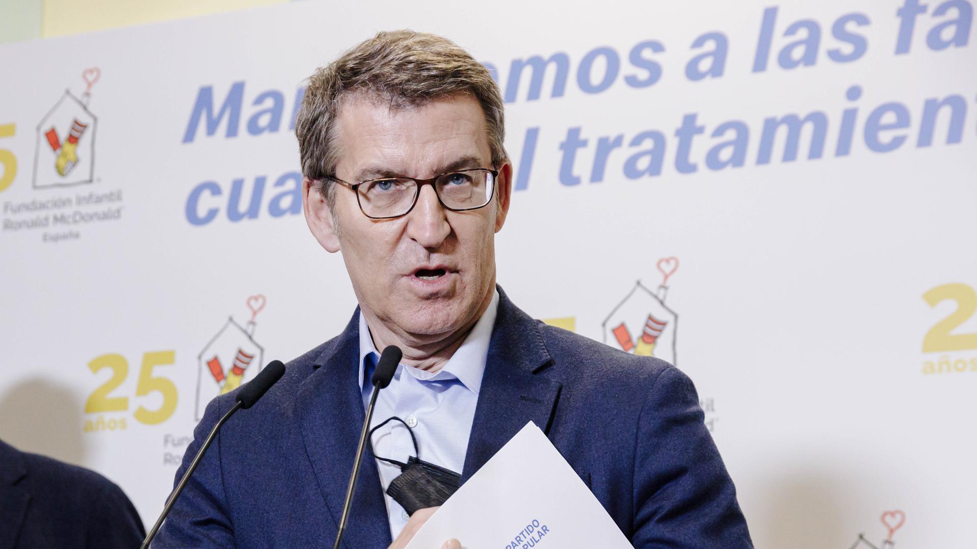 El presidente del Partido Popular, Alberto Núñez Feijóo, este miércoles