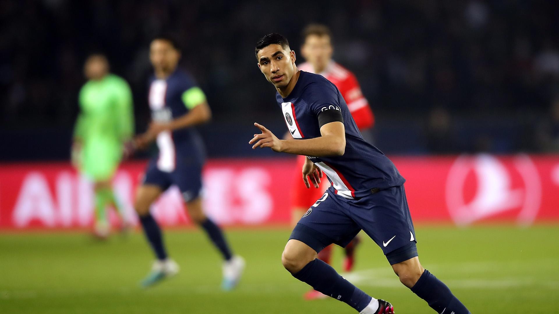 Achraf Hakimi, en un partido con el Paris Saint-Germain