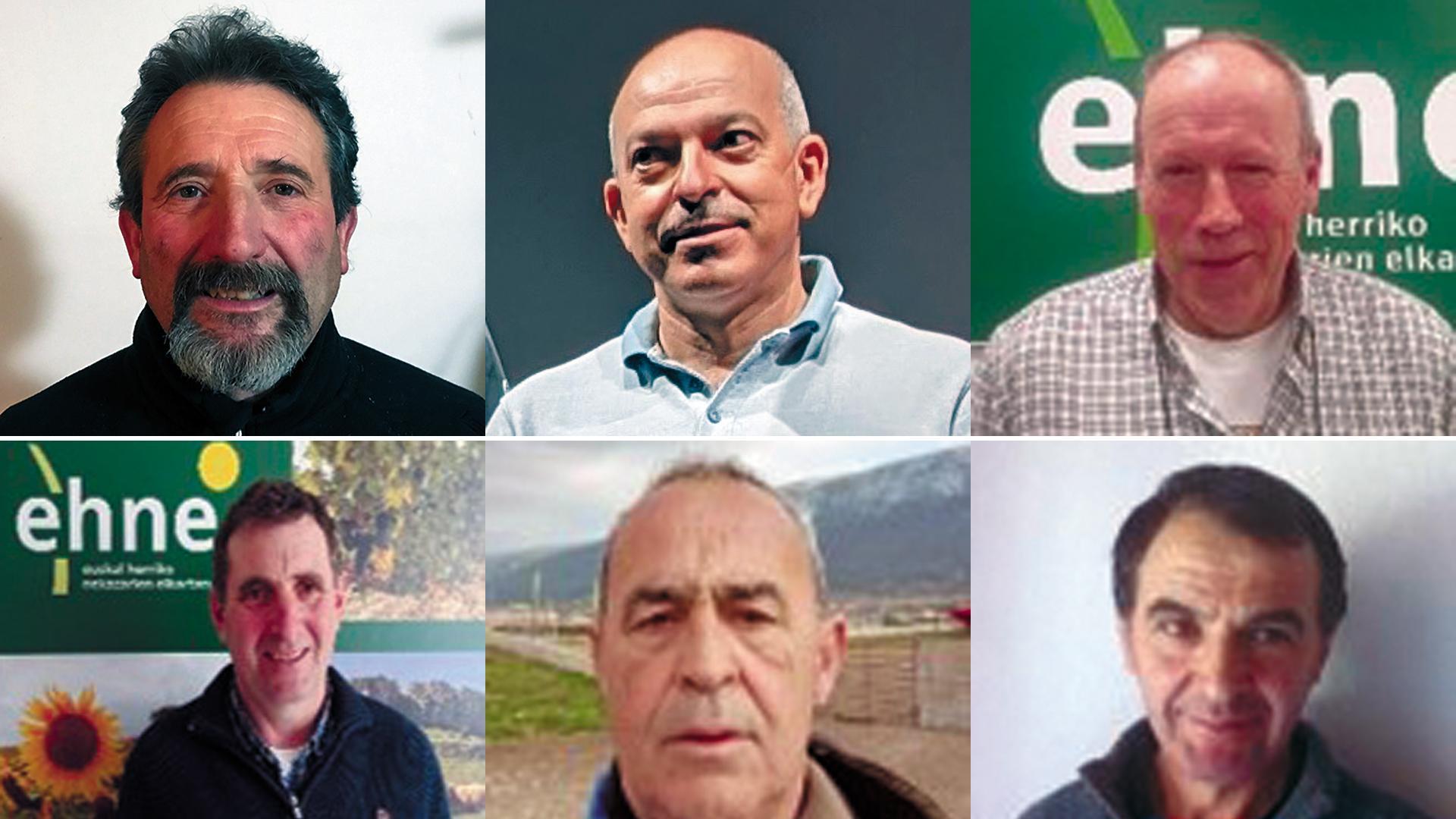 De izquierda a derecha y de arriba a abajo: Patxi Antxorena, Alberto Benito, Fermín Irigarai, Lorenzo Sarratea, Fernando Eslava y Patxi Zabalza