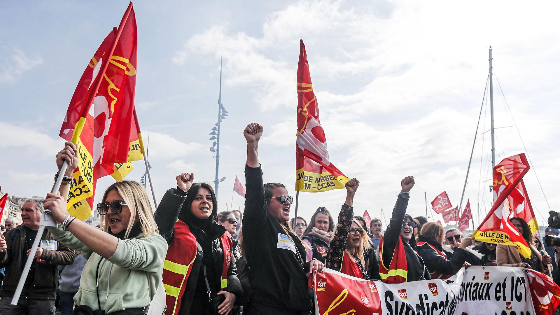 Manifestación contra la reforma de las pensiones este martes en la ciudad francesa de Marsella
