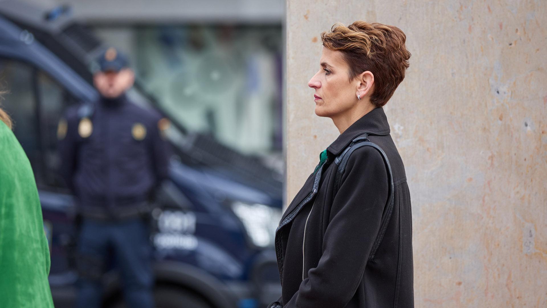 María Chivite, durante el homenaje del Gobierno foral a las víctimas