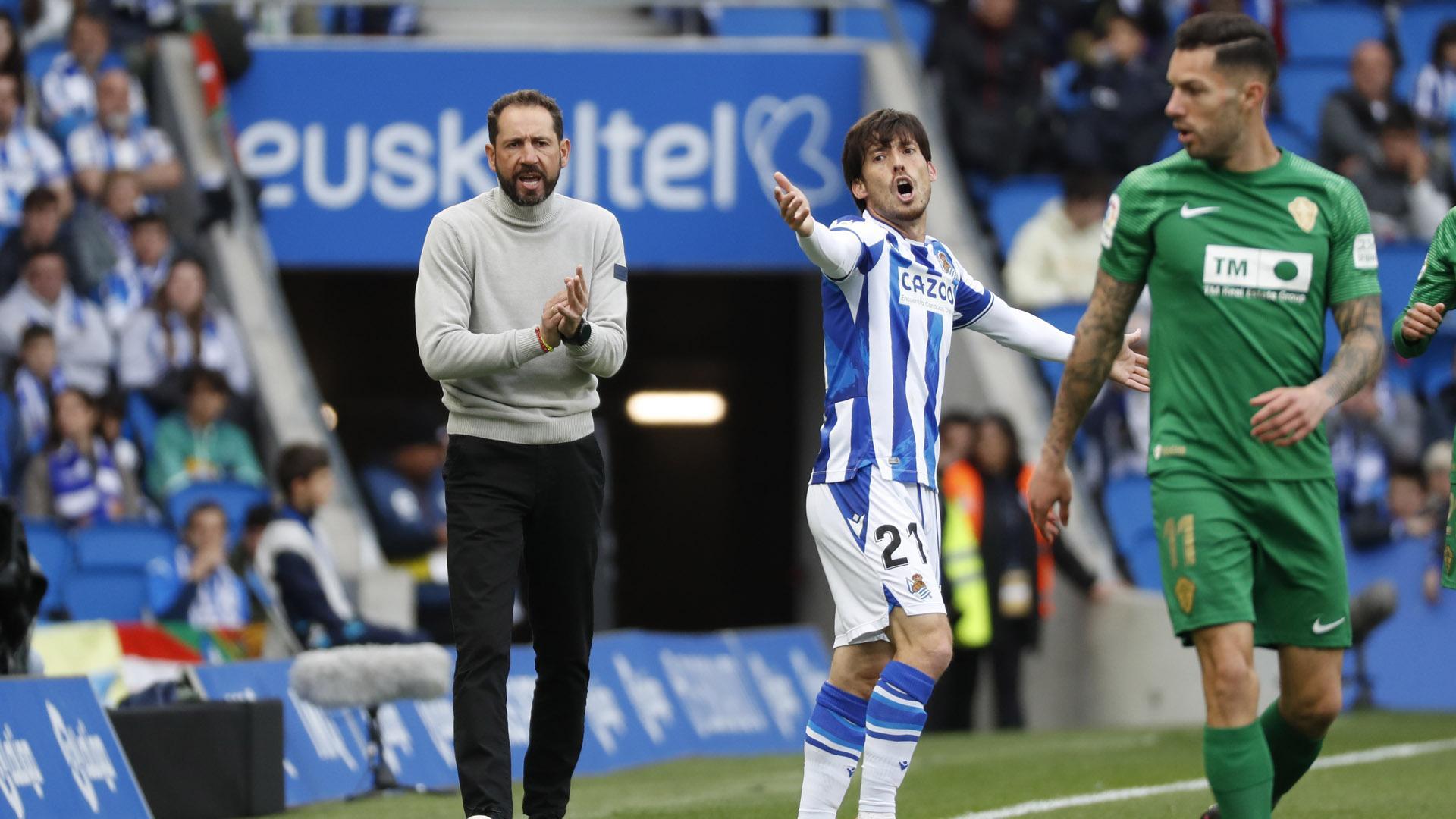 Pablo Machín, este domingo en Anoeta en el partido entre la Real Sociedad y el Elche
