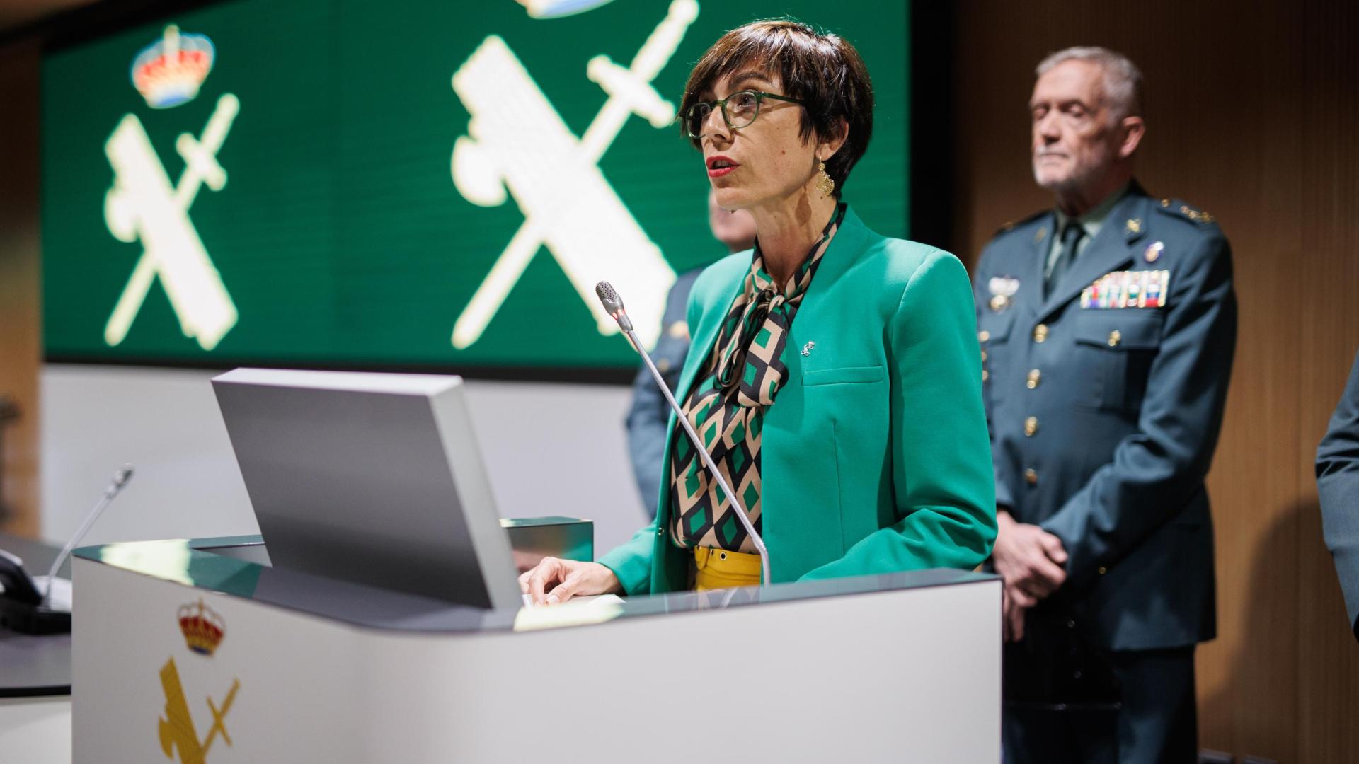 La directora general de la Guardia Civil, María Gámez, en la rueda de prensa para presentar su dimisión al frente del Instituto Armado