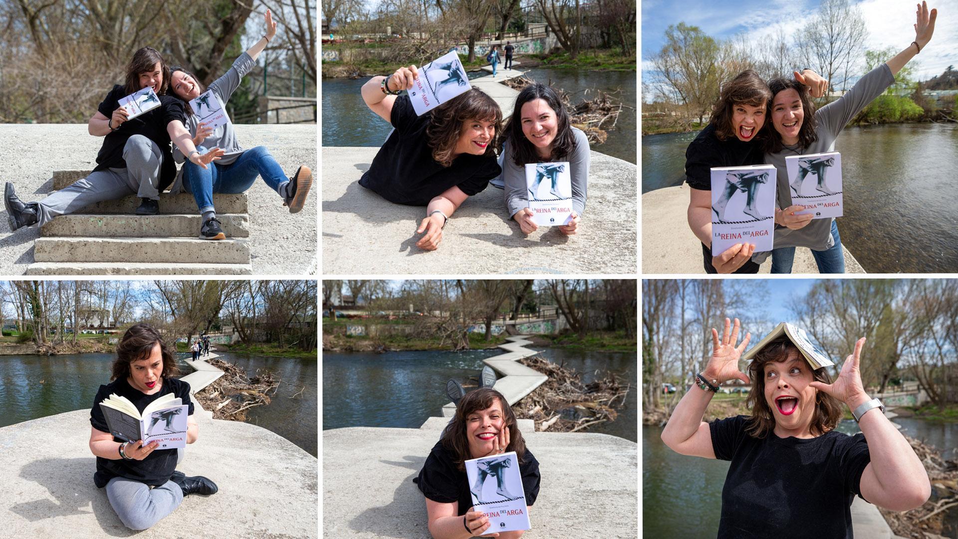 Varios momentos de la sesión de fotos de Tefi de Paz e Iruña Iriarte