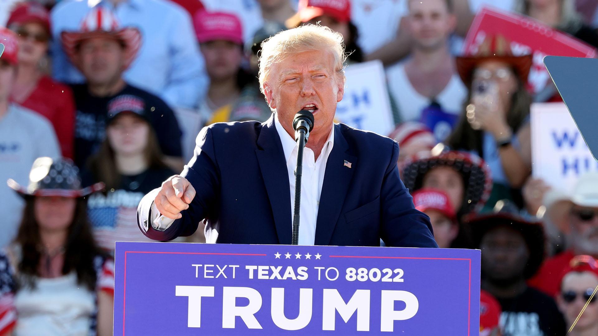 Donald Trump, en su mitin en Waco (Texas)