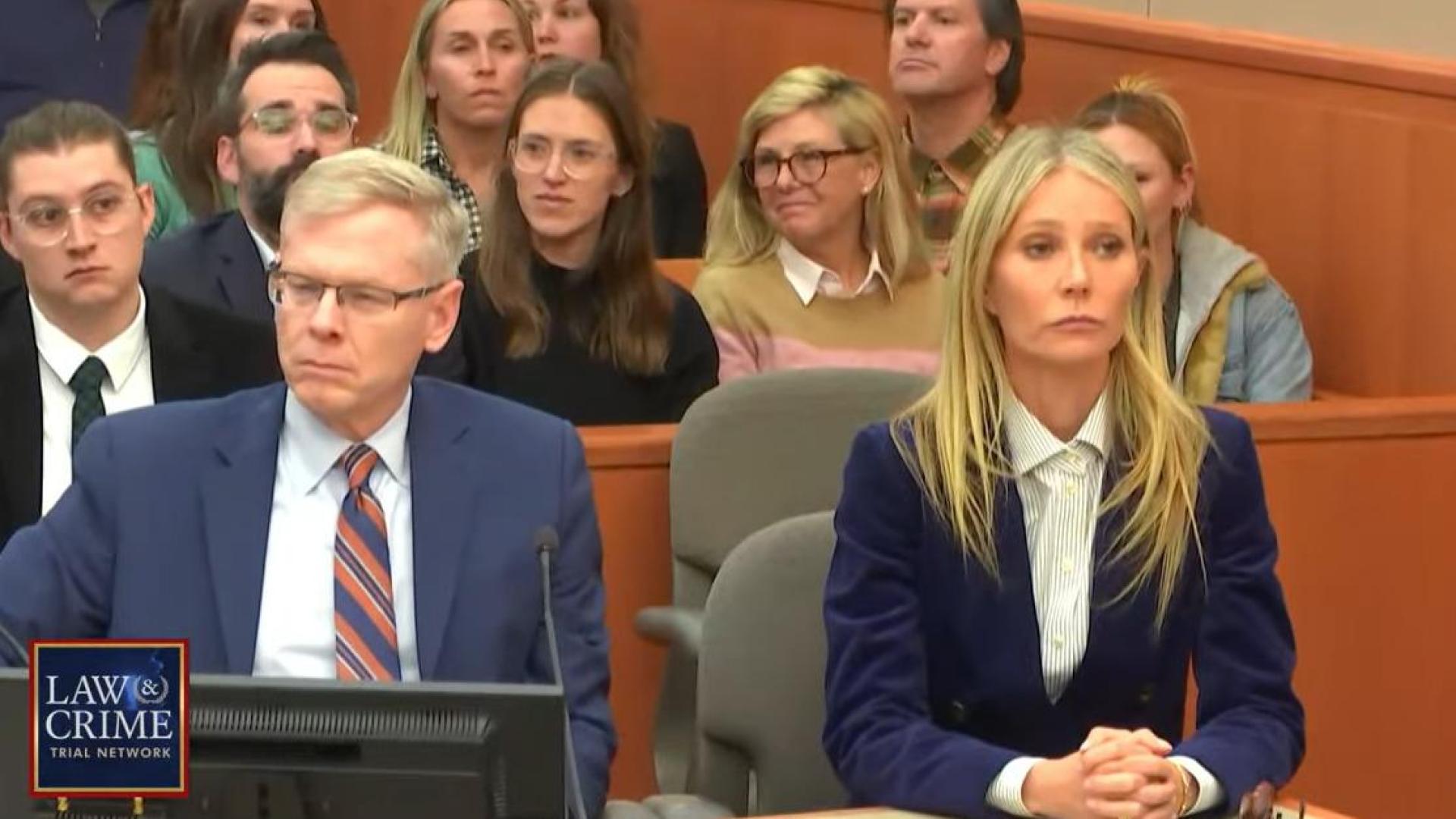 Gwyneth Paltrow, durante la celebración del juicio, transmitido por YouTube