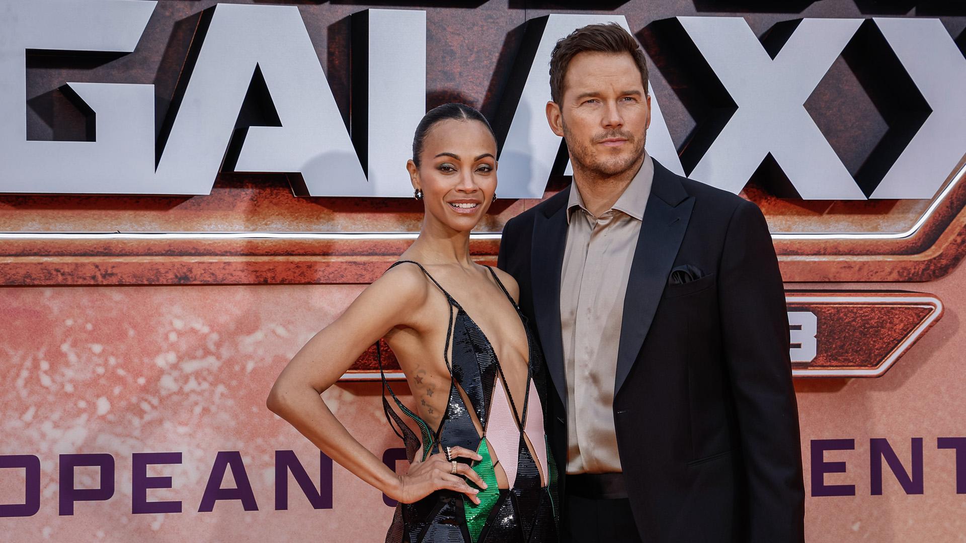 Zoe Saldaña y Chris Pratt, en la presentación en París de la última entrega de 'Guardines de la Galaxia'