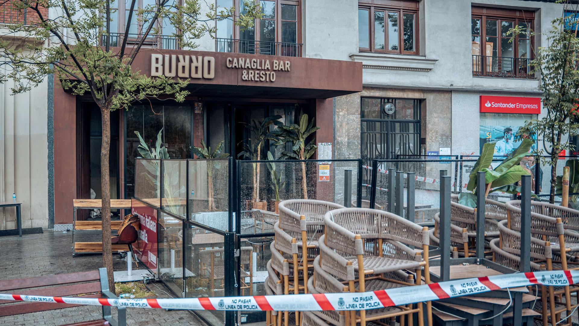 Restaurante 'Burro Canaglia Bar&Resto' en el que dos personas fallecieron en un incendio, en Madrid