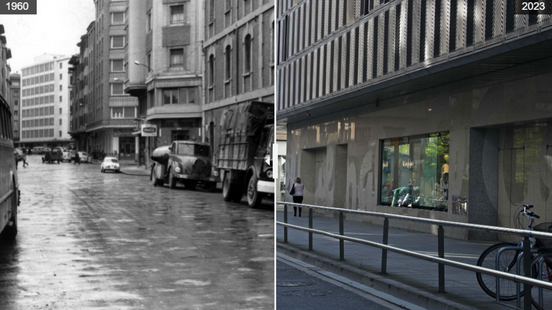 Comparativa de la calle Estella entre los años 1960 y 2023
