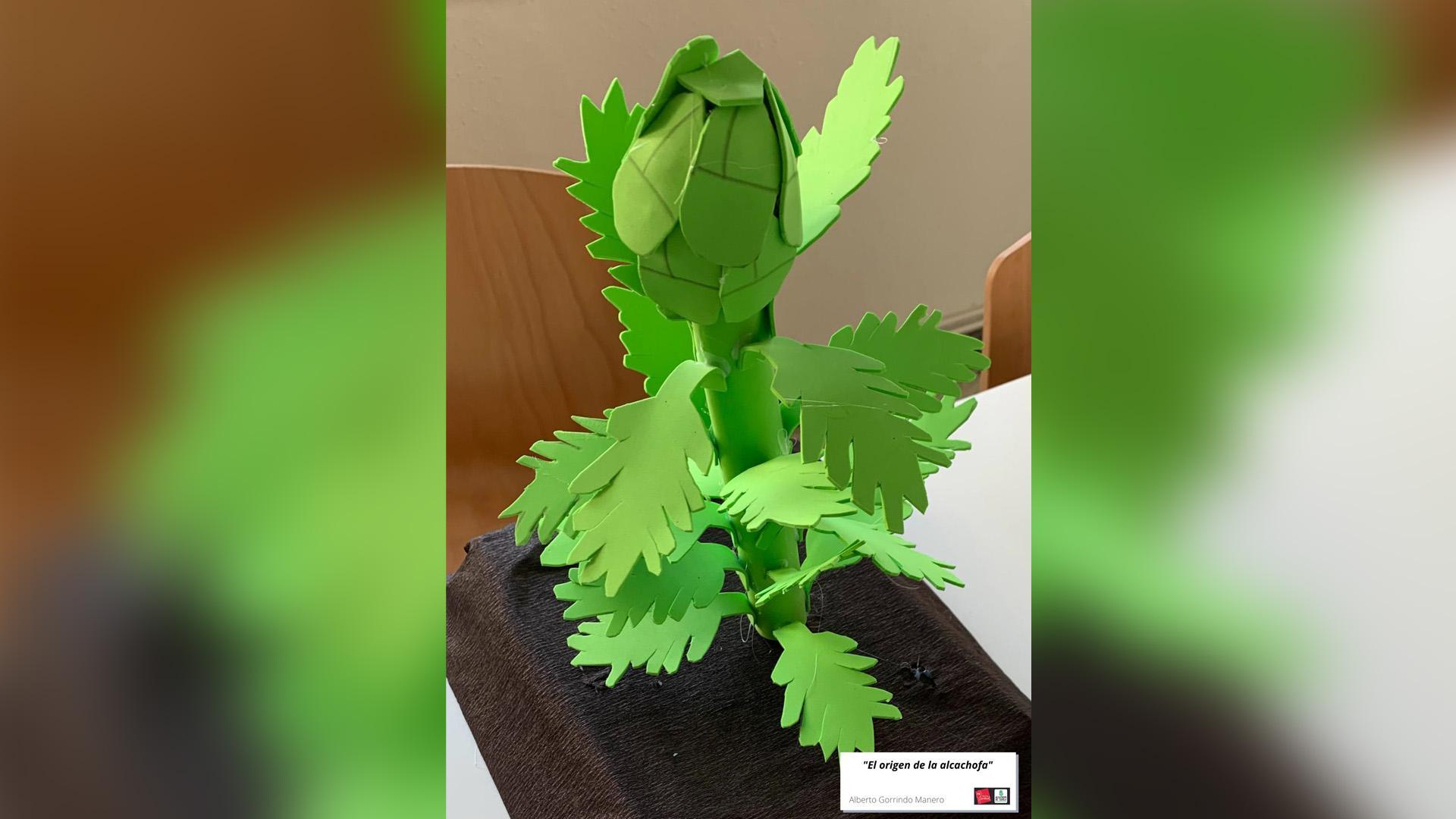 La obra ‘El origen de la alcachofa’ de Alberto Gorrindo Manero, del colegio La Anunciata de Tudela, primer premio en el certamen ‘Imagina y Sueña: Alcachofa de Tudela’