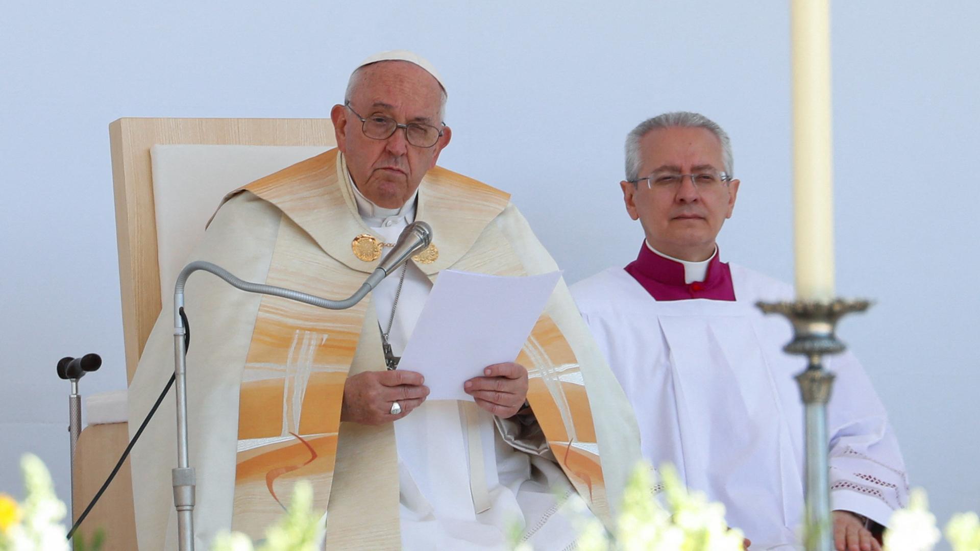El papa Francisco, durante su misa en Budapest