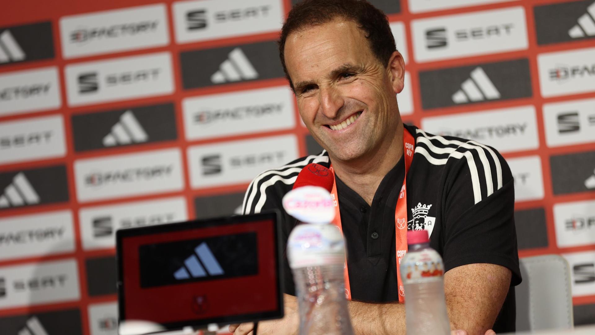 Jagoba Arrasate, en la rueda de prensa previa a la final de la Copa del Rey en Sevilla