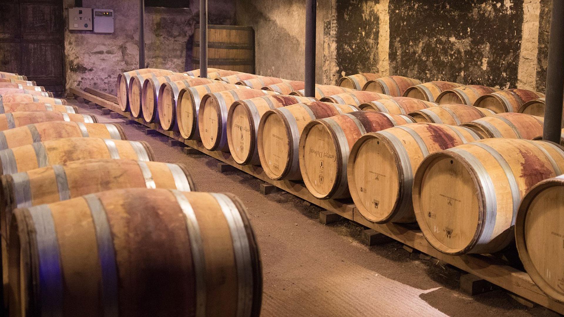 Barriles de vino en una bodega