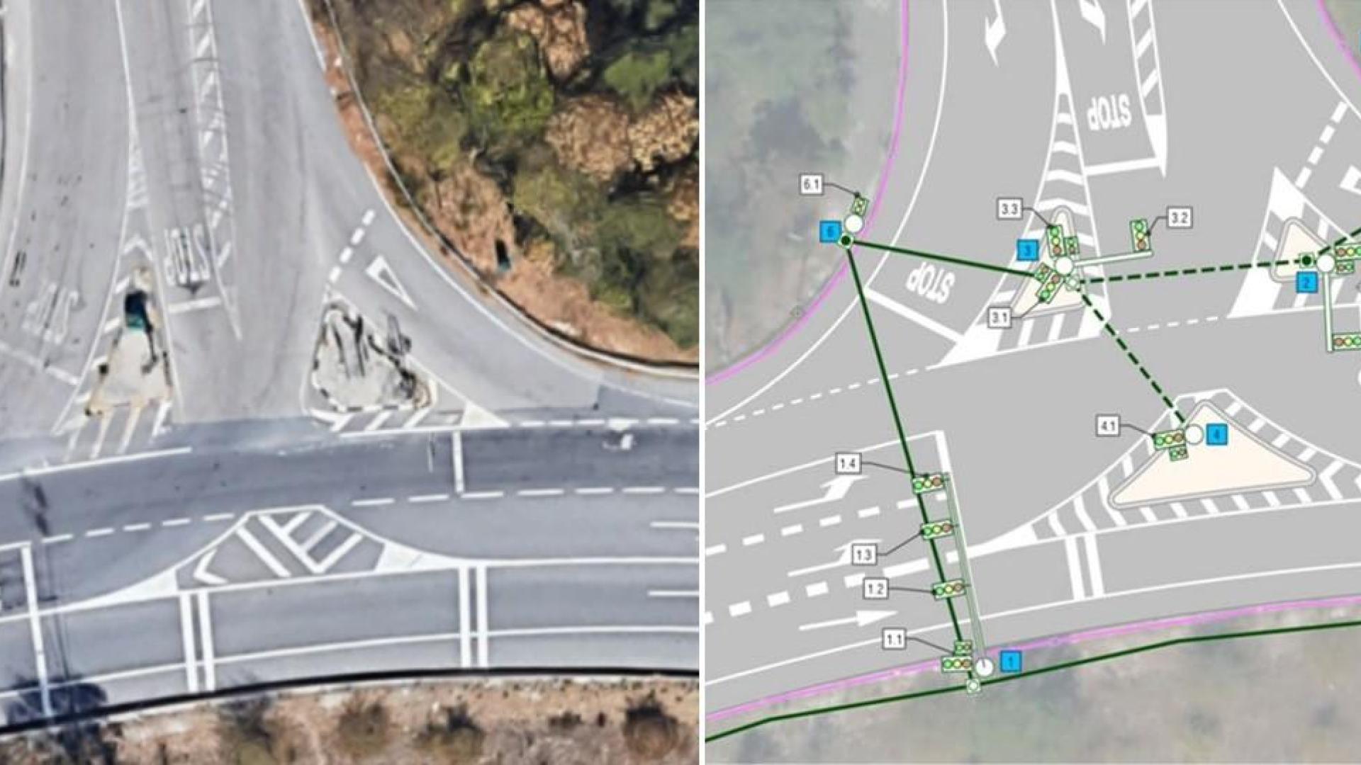 Estado actual y proyecto del nuevo carril de incorporación al polígono de Landaben