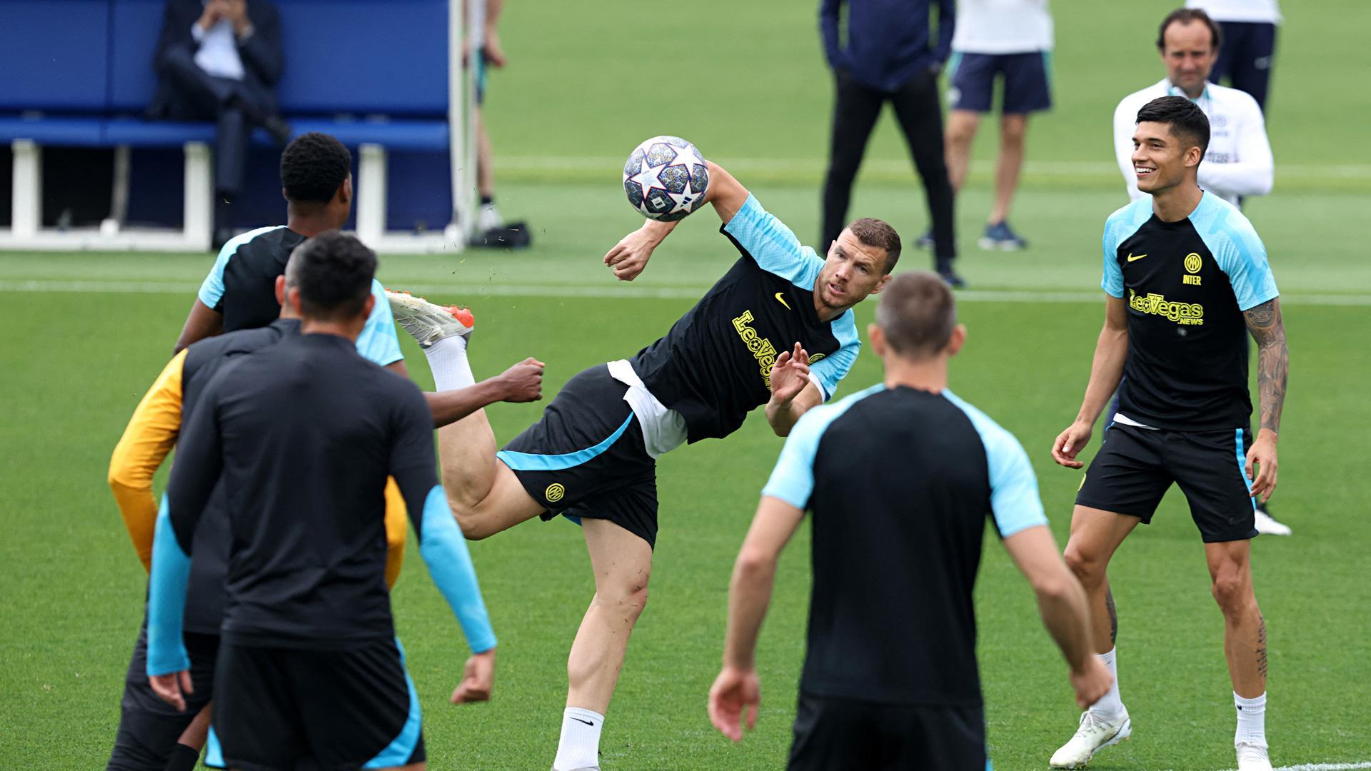 El Inter, entrenando este martes en el Angelo Moratti Sports Centre, en Milan