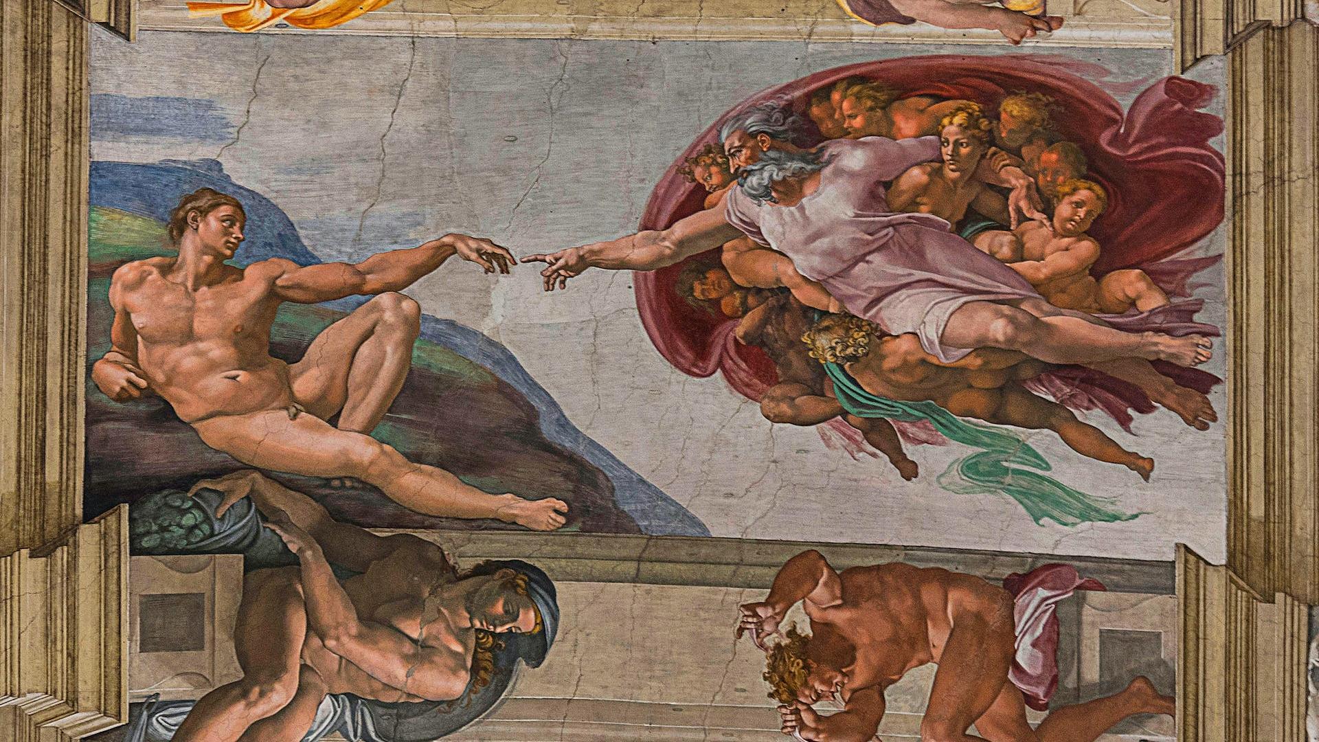 La creación de Adán, fresco de la Capilla Sixtina en el Vaticano