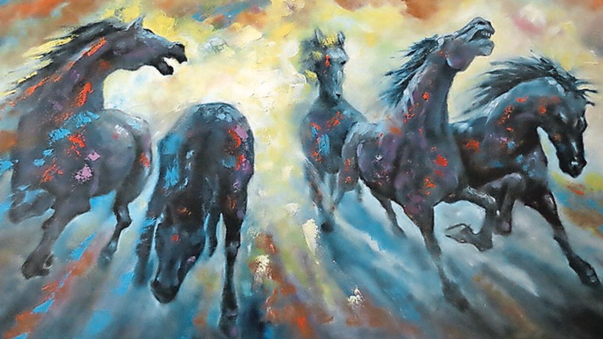 Imagen de una estampida de caballos