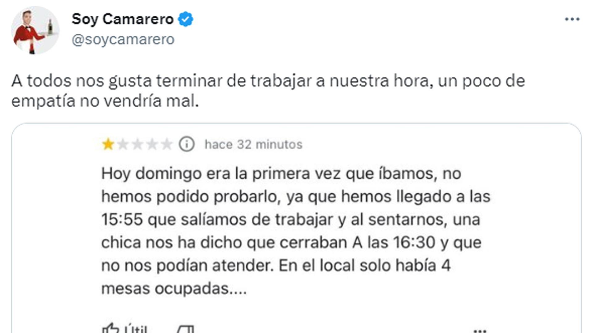 Reseña de una estrella con la queja del cliente