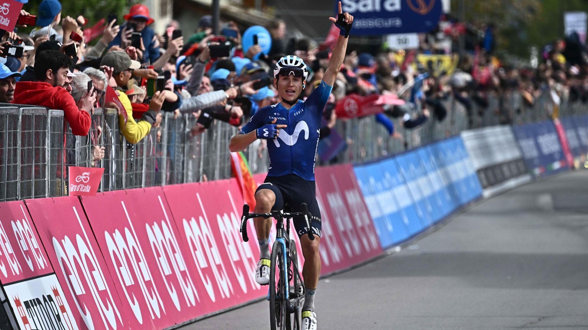 Einer Rubio celebra su victoria en la meta de Crans-Montana