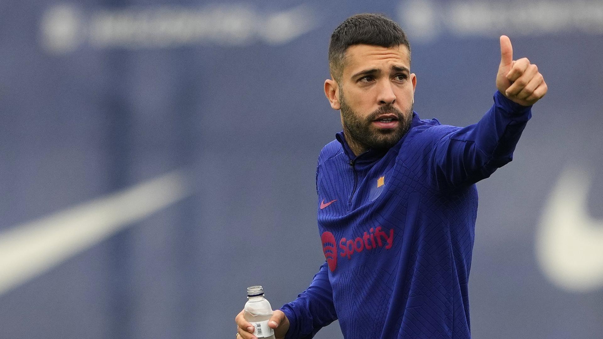 Jordi Alba, en un entrenamiento con el F.C. Barcelona