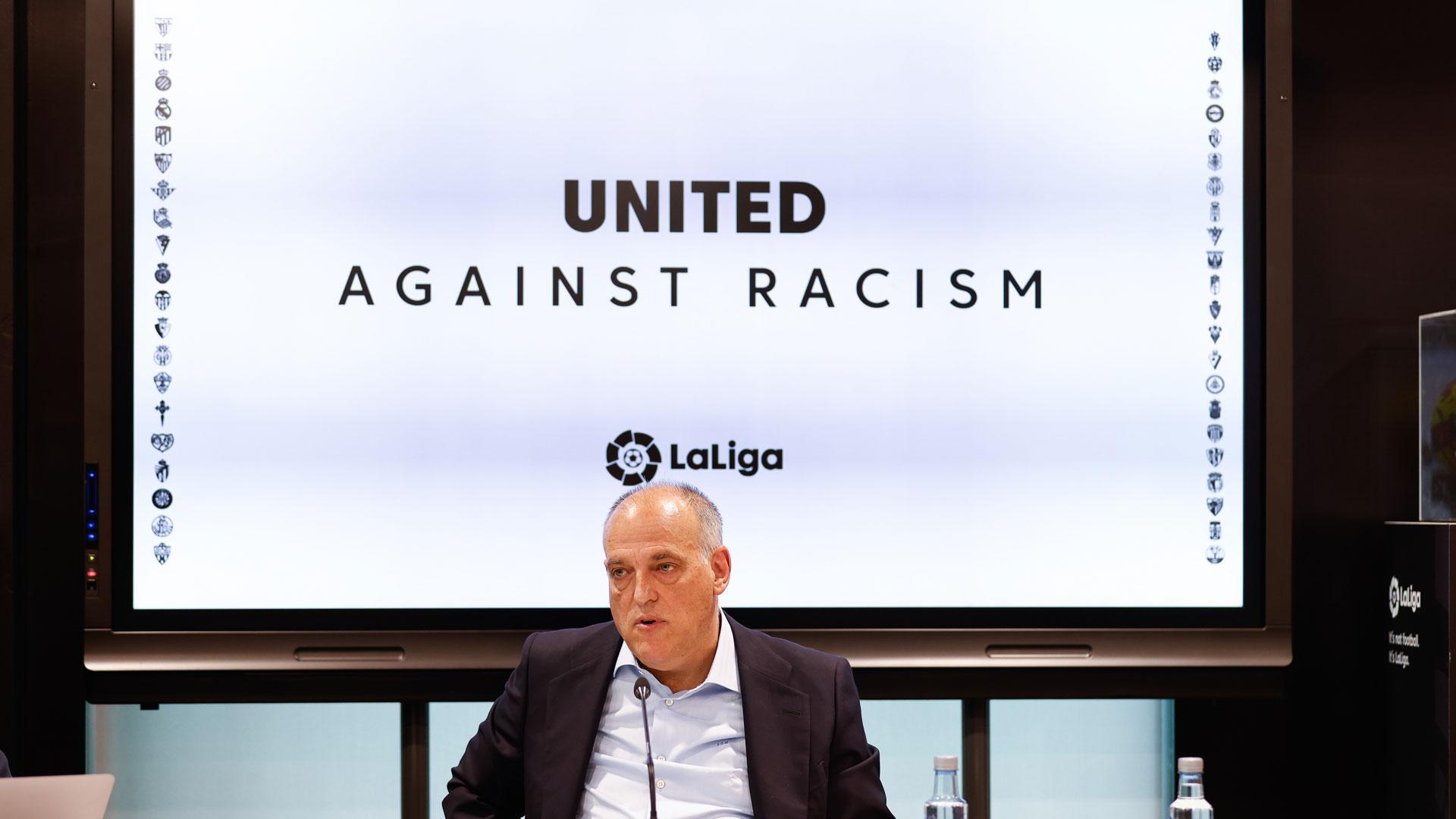 Tebas en rueda de prensa tras repasar todas las denuncias que habían presentado desde 2020