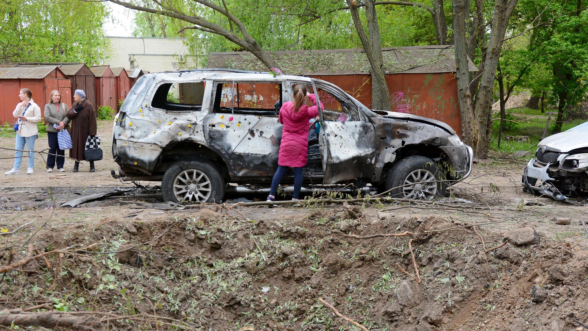 Huellas de los ataques que ha sufrido Kiev durante la madrugada