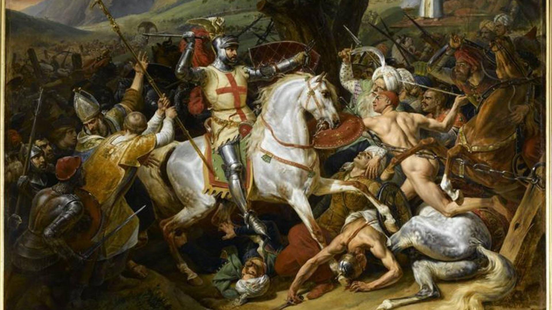 La batalla de las Navas de Tolosa, en la que se encontraban algunos Monteagudo y Cascante, representada por el pintor francés del siglo XIX Horace Vernet