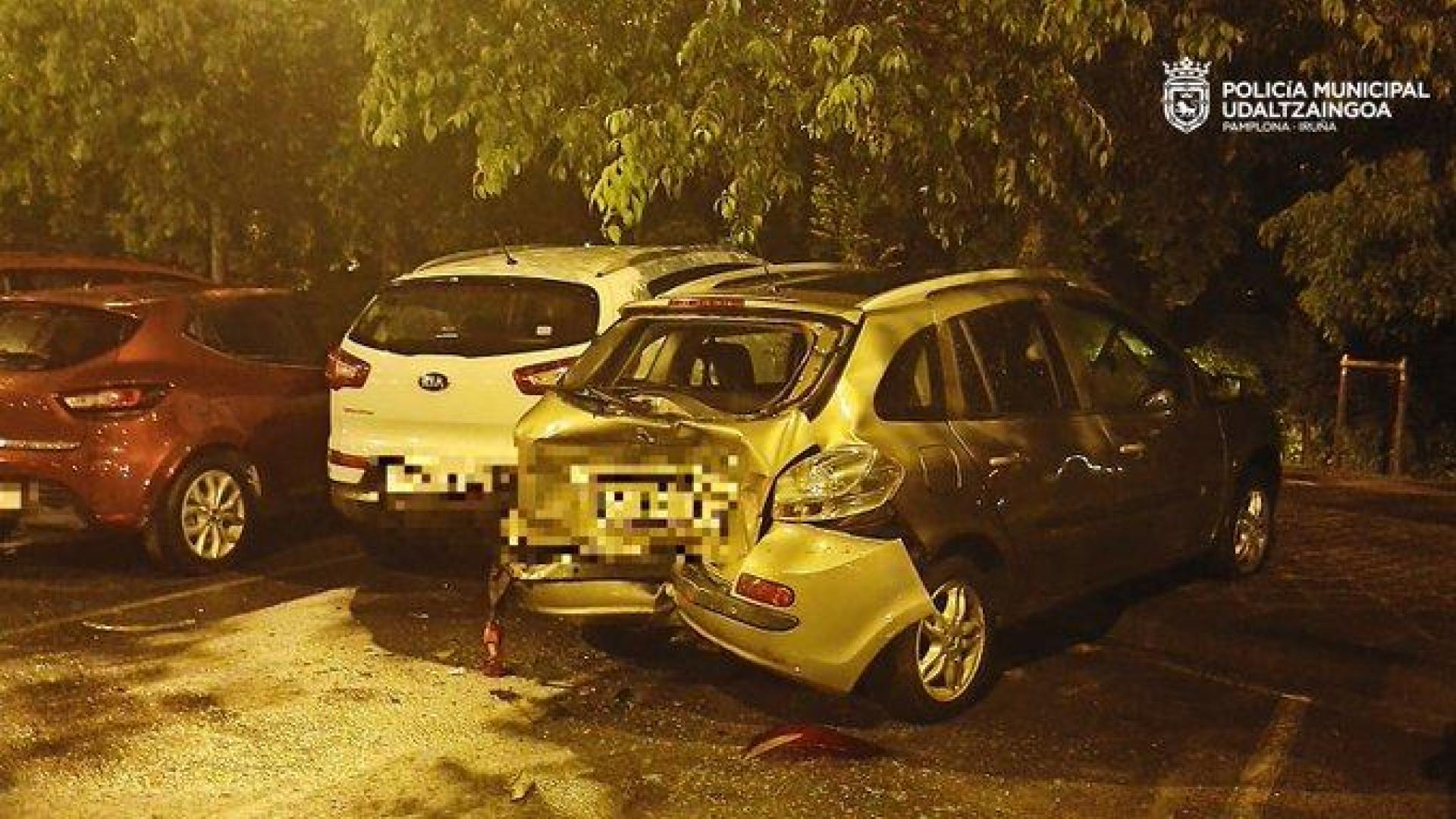 Uno de los accidentes atendidos el fin de semana por Policía Municipal en Pamplona