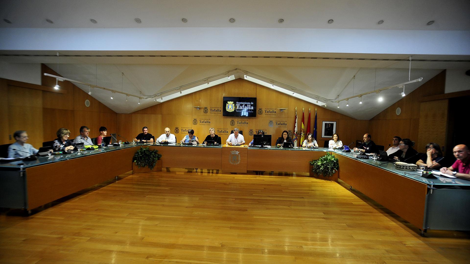 La corporación en funciones de Tafalla ayer durante el último pleno ordinario de la legislatura
