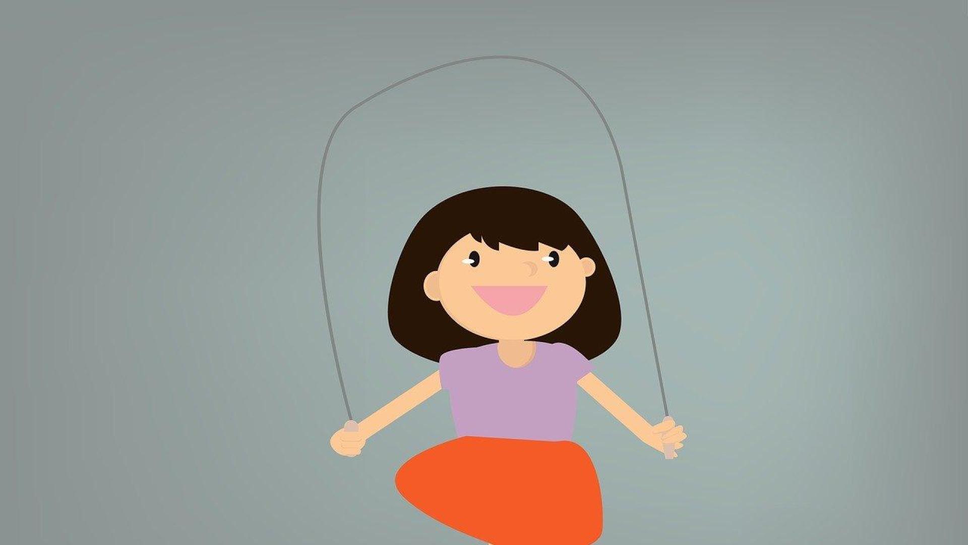 Dibujo de una niña saltando a la comba