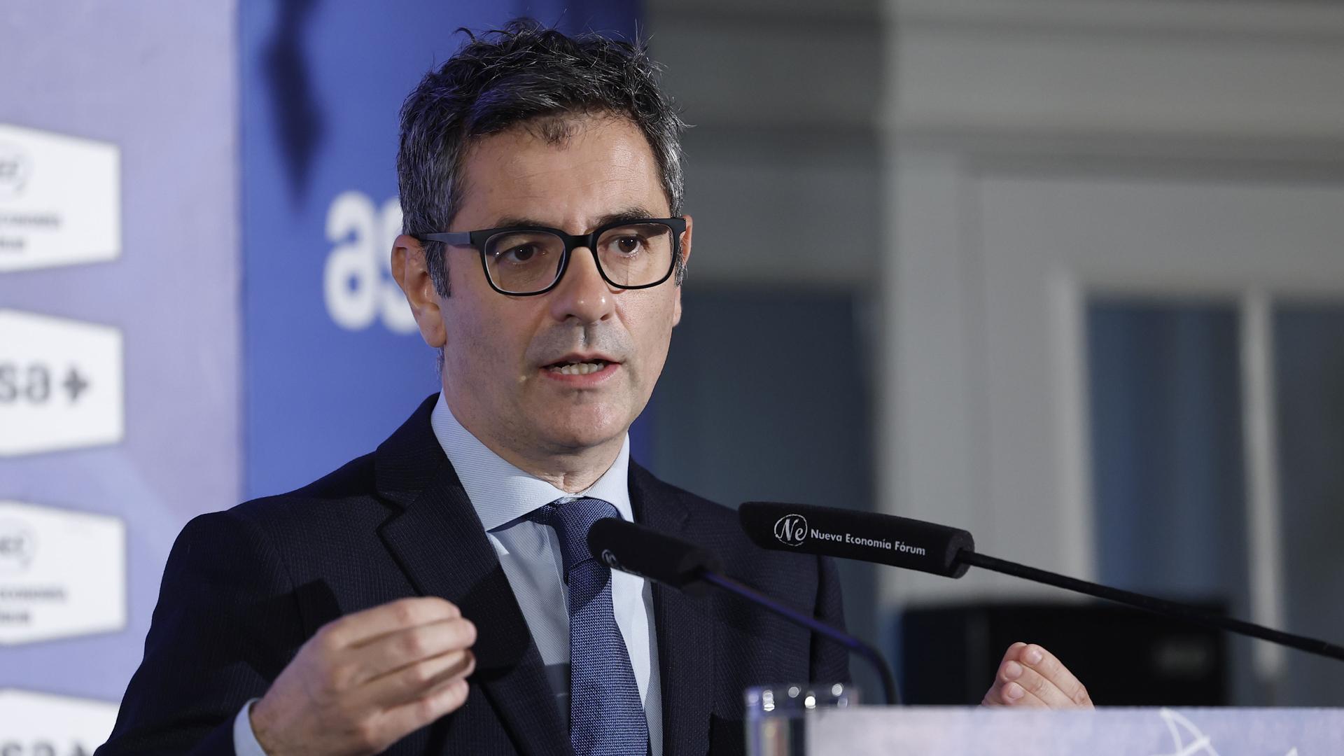 El ministro Bolaños, en un desayuno informativo celebrado este jueves