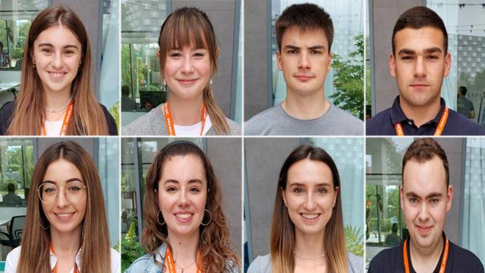 De arriba abajo y de izda. a dcha., Amaia López, Ane Marco, Pavel Pagola, Jaime Quevedo, Alicia Remírez, Naiara Velasco, Amaya Villamarín y Pablo Zuazu.