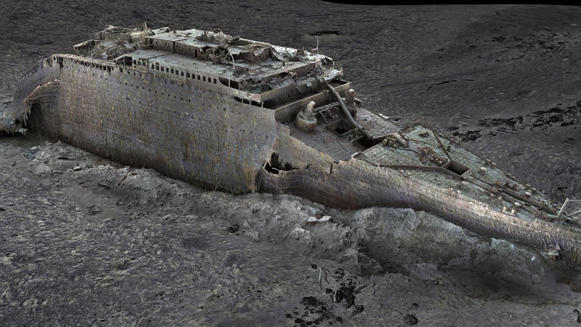 Imagen de un mapeo digital de los restos del Titanic