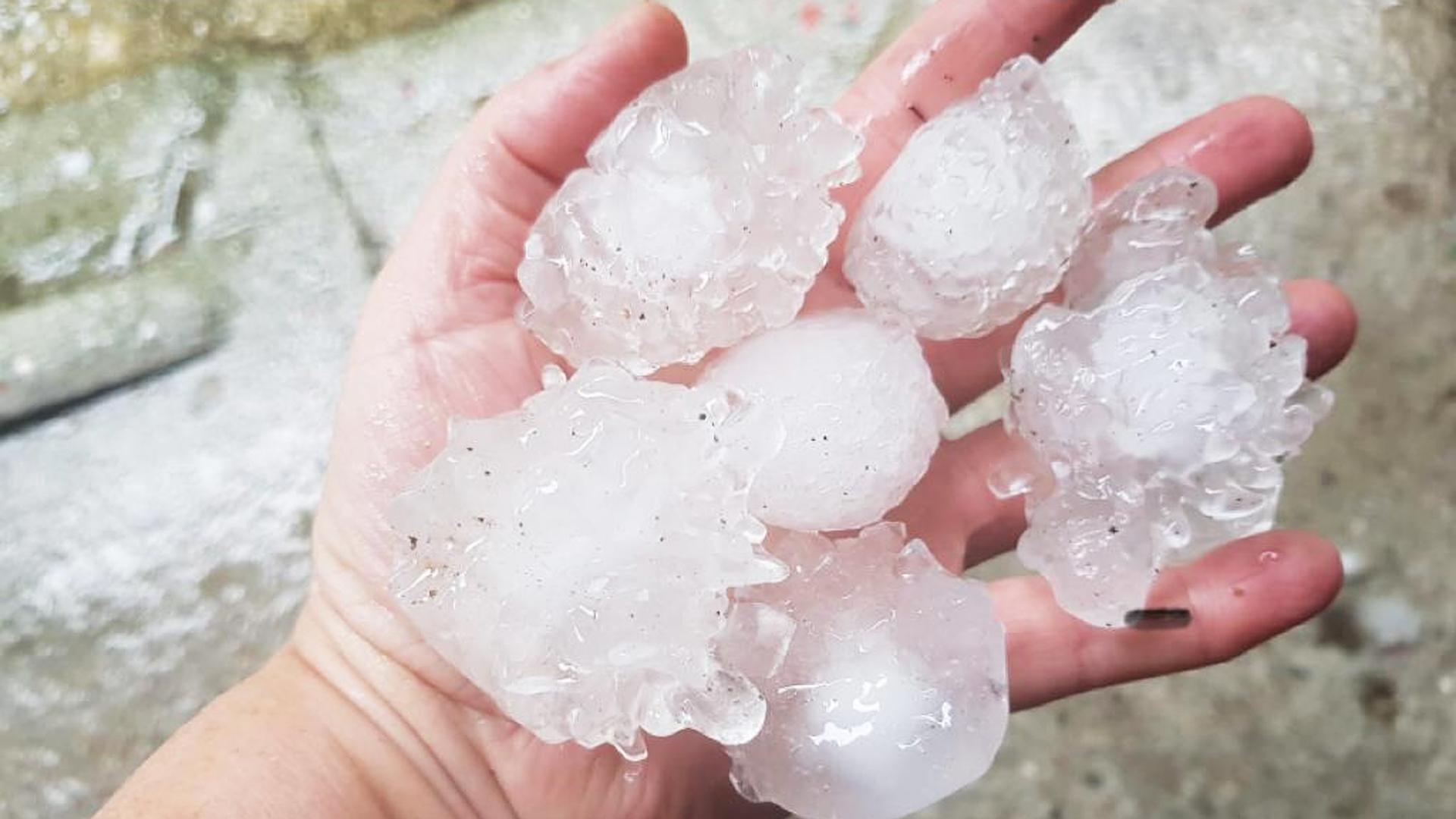 Tamaño del granizo caído este martes