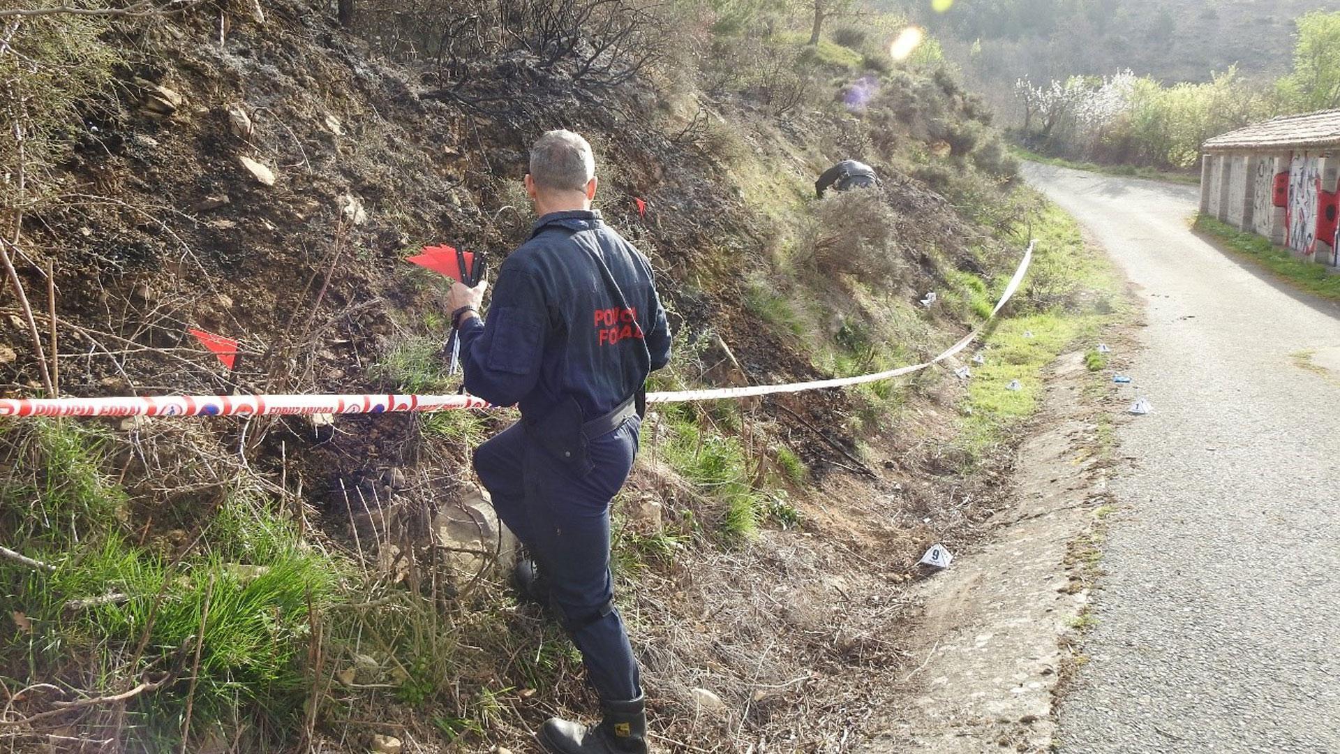 Inspección ocular del punto de inicio del incendio en Ezkaba