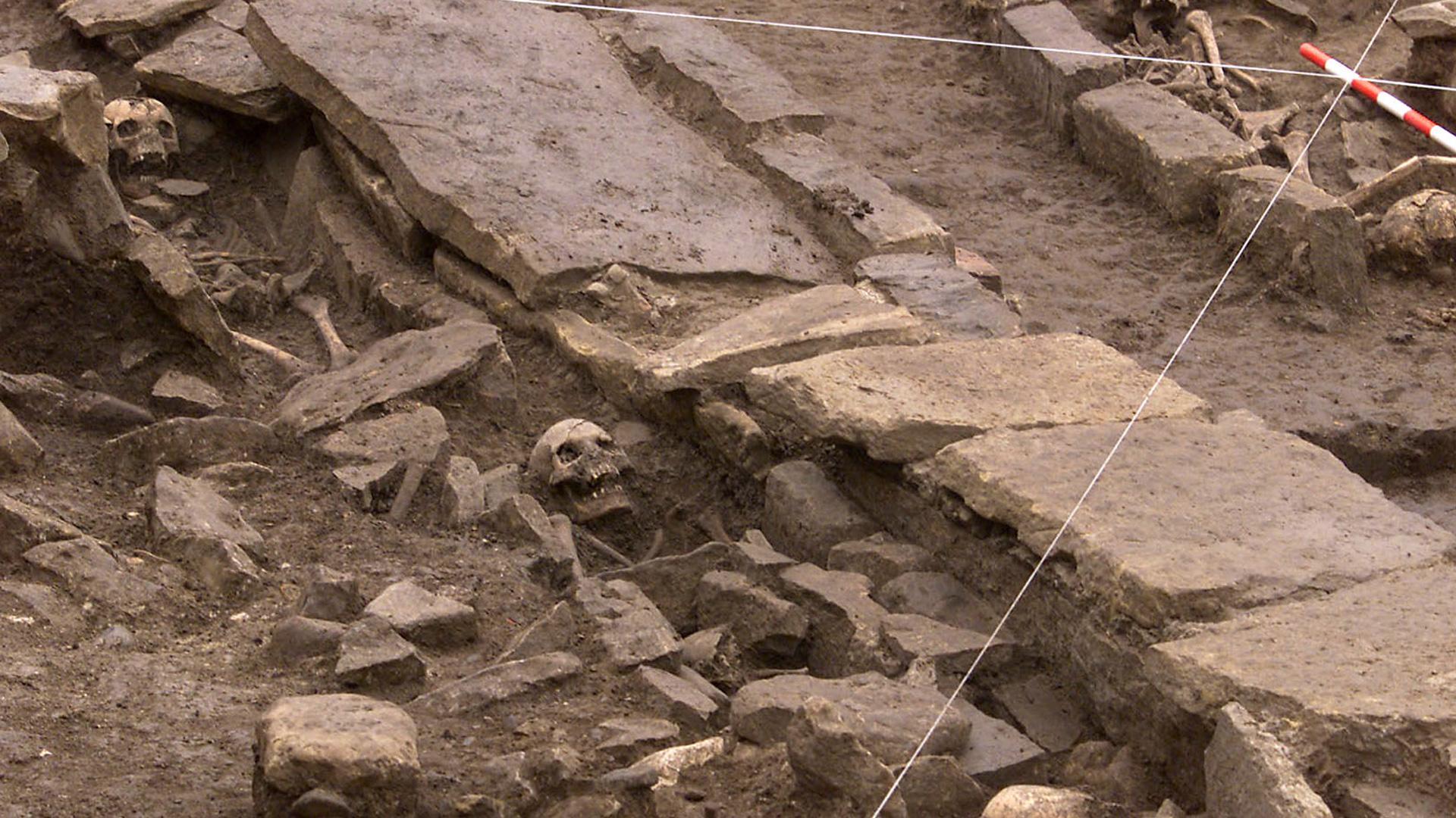 Una imagen de archivo de las excavaciones de la maqbara de la Plaza del Castillo de Pamplona