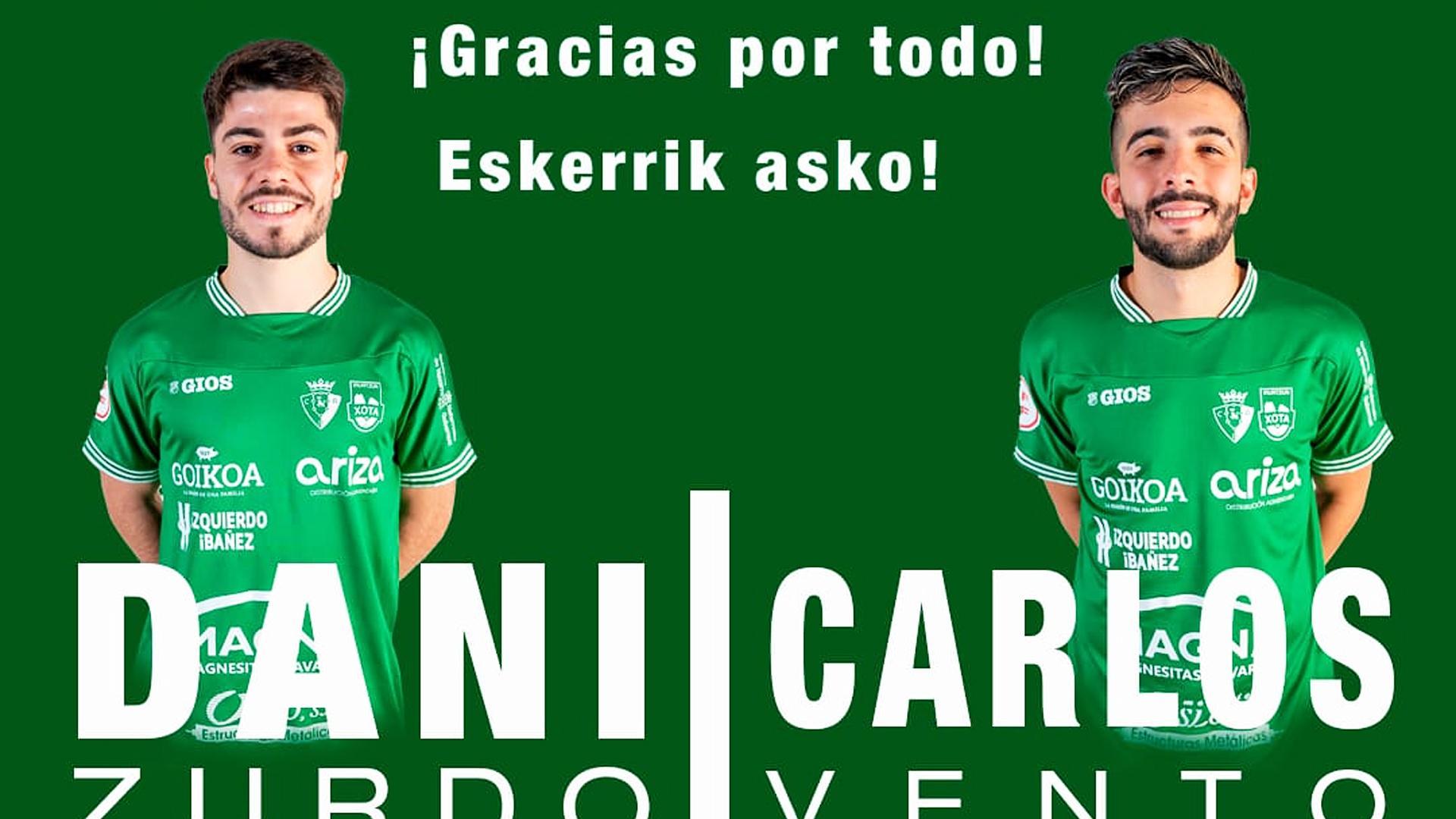 Imagen de Dani Zurdo y Carlos Vento colgada por Osasuna Magna en las redes sociales