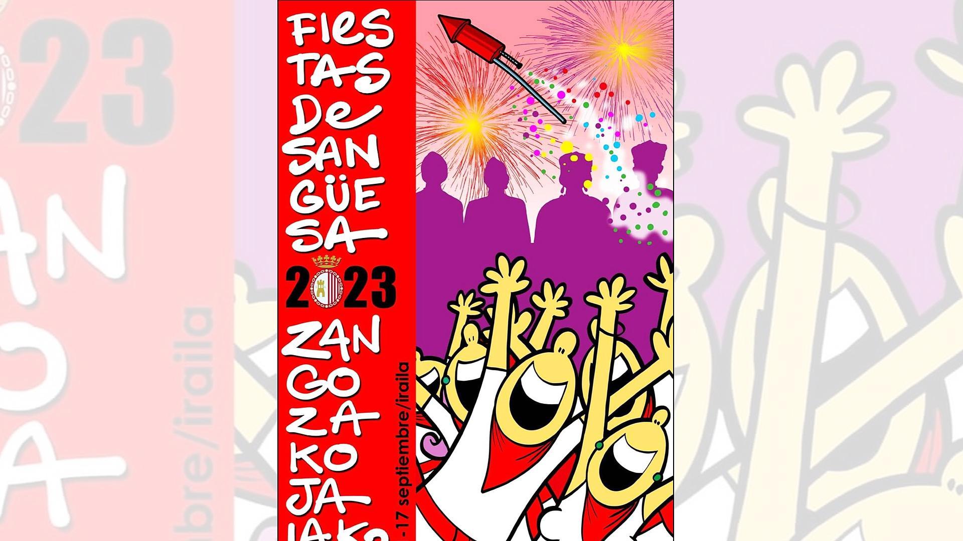 Cartel 'Jaiak' de Francisco Javier Etayo Larrainzar, que anunciará las fiestas de Sangüesa 2023