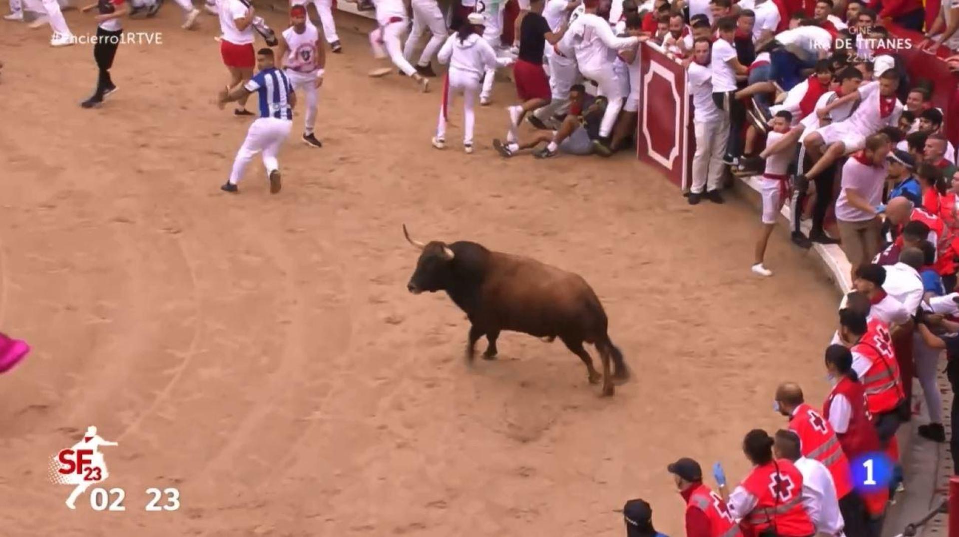 El último toro de la carrera ha protagonizado un momento de tensión a su entrada en la plaza de toros