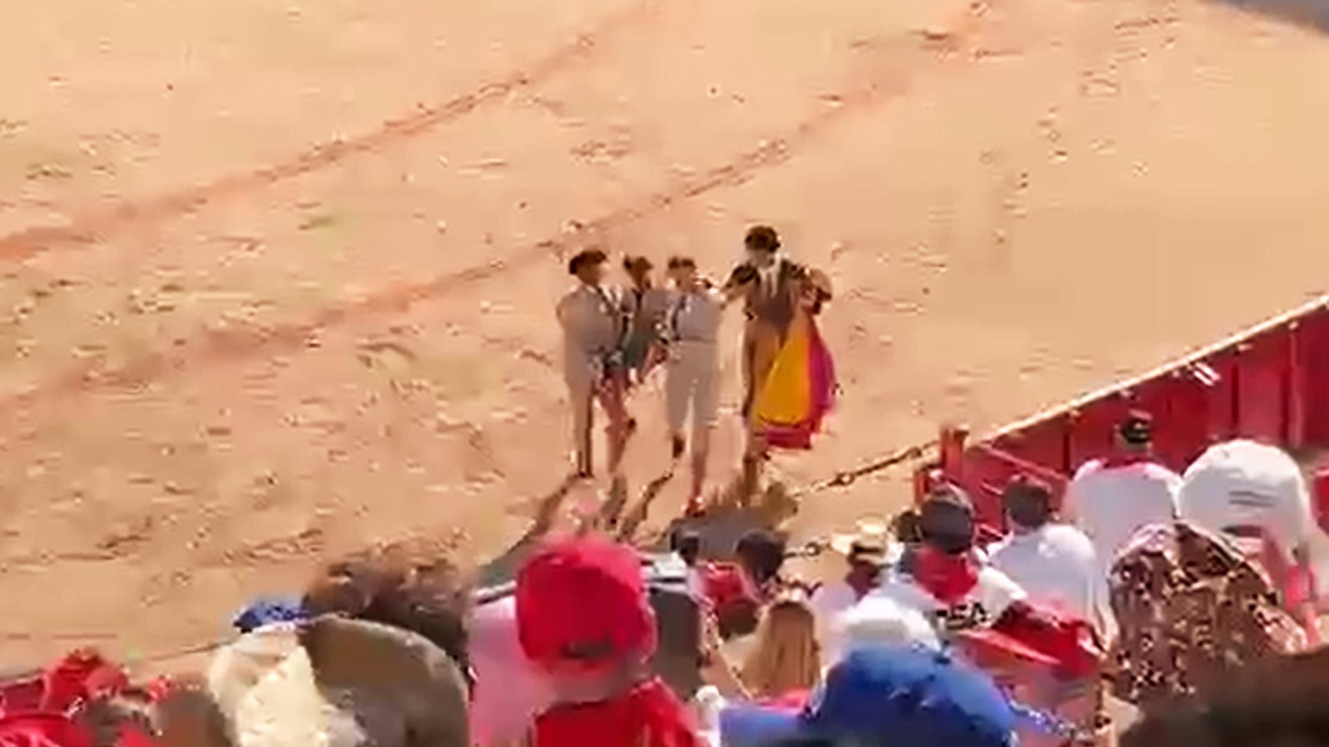 Cogida de Robleño en la corrida del 8