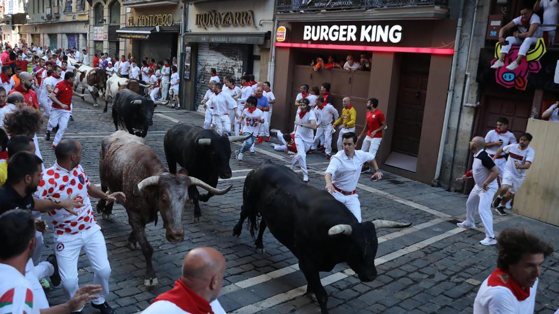 Octavo encierro de San Fermín en el tramo de Mercaderes