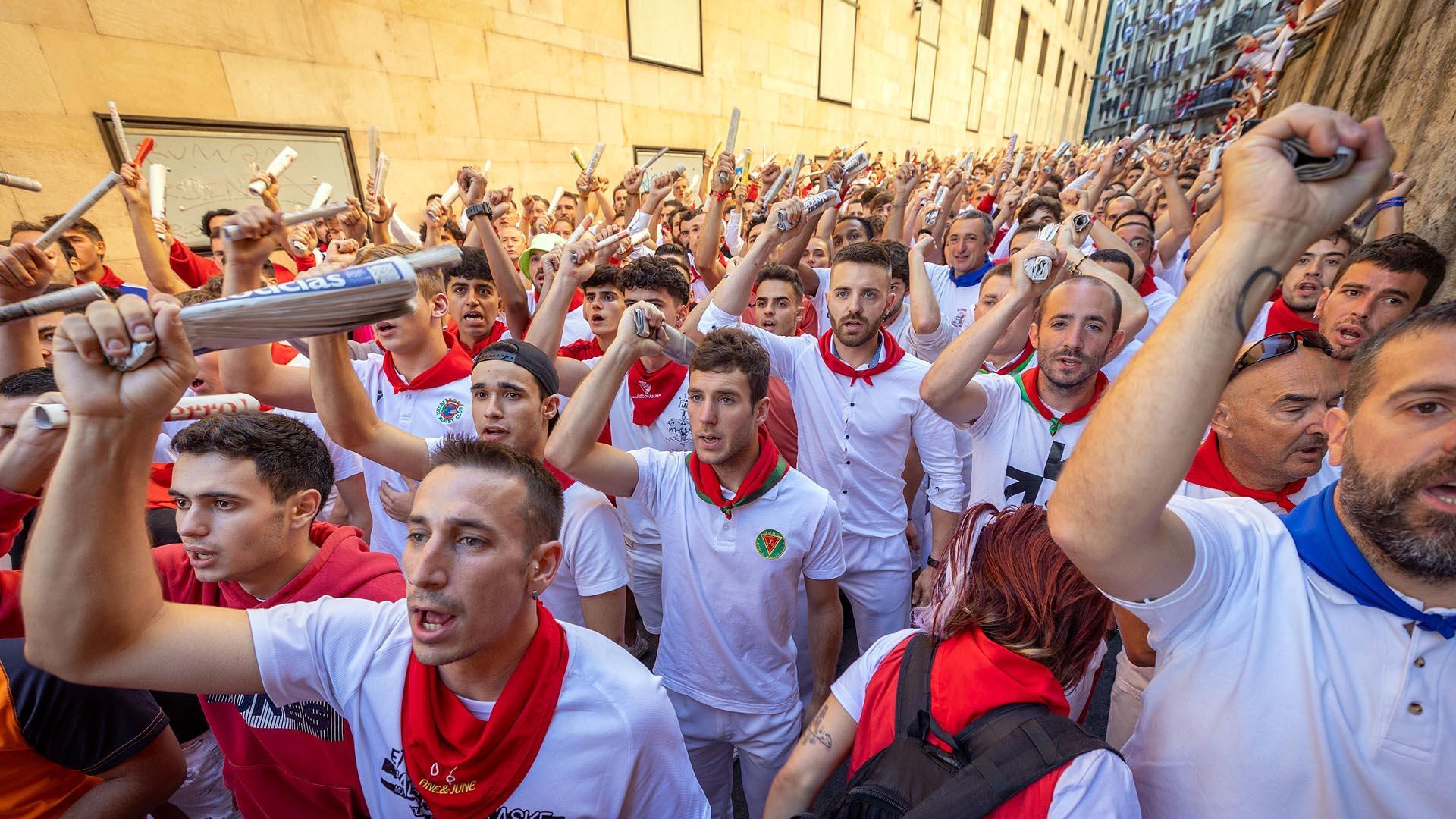 Octavo encierro de San Fermín en el tramo de Santo Domingo