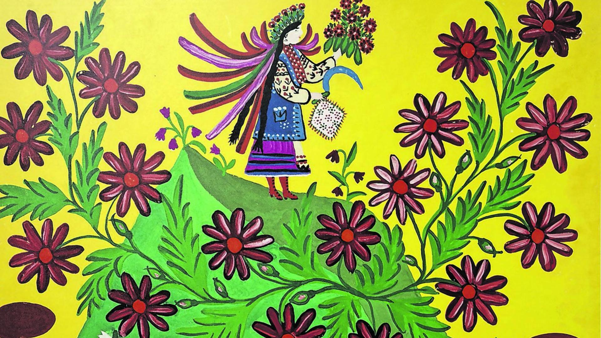 Una de las obras coloristas de Maria Prymachenko, que se inspiraba en el folclore ucraniano