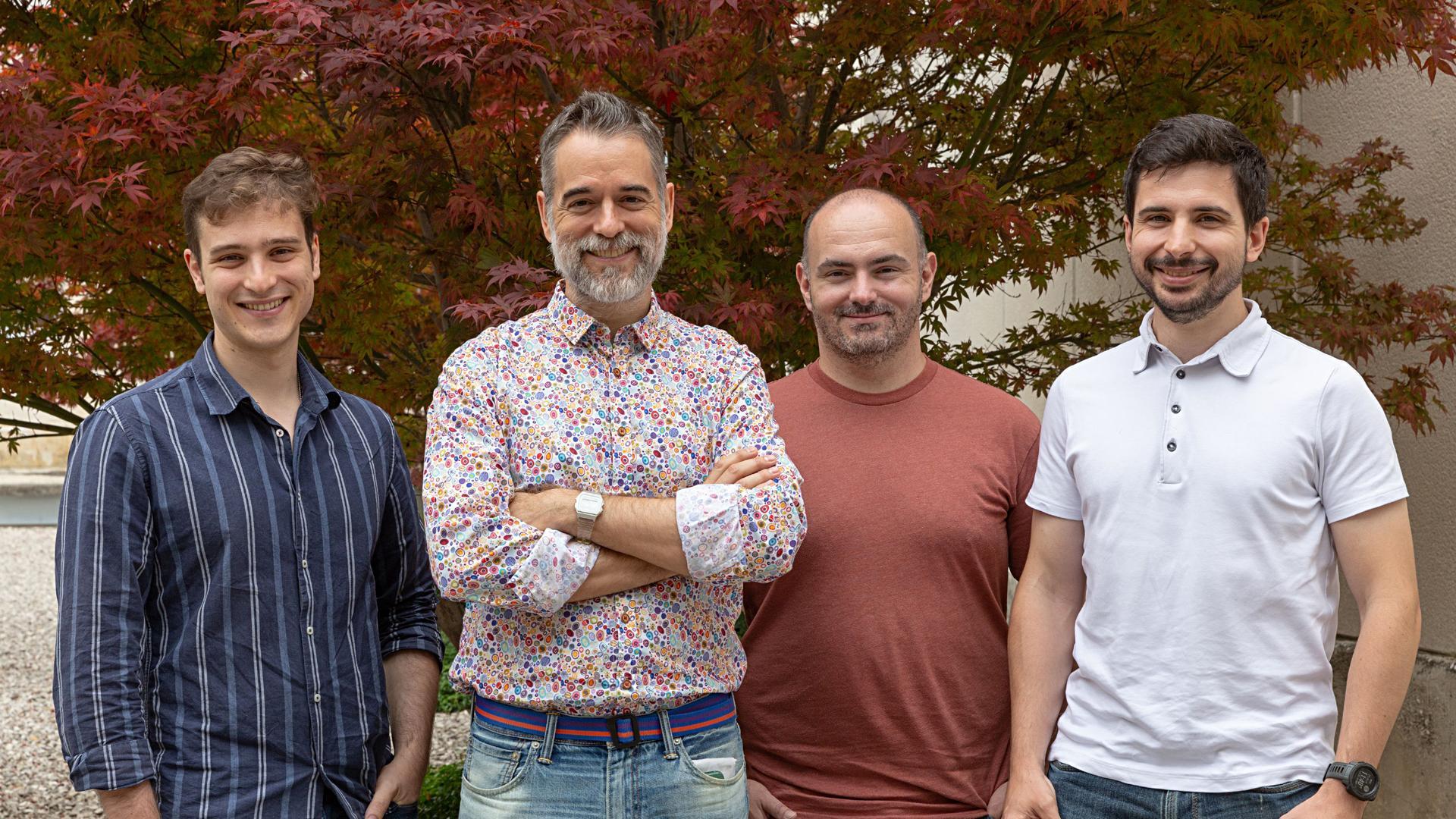 De izquierda a derecha, los investigadores de la Universidad de Navarra que participan en el proyecto ERA PerMed PORTRAIT: Marcos López de Castro, Rubén Armañanzas Arnedillo, José González Gomáriz y Carlos de la Calle Arroyo