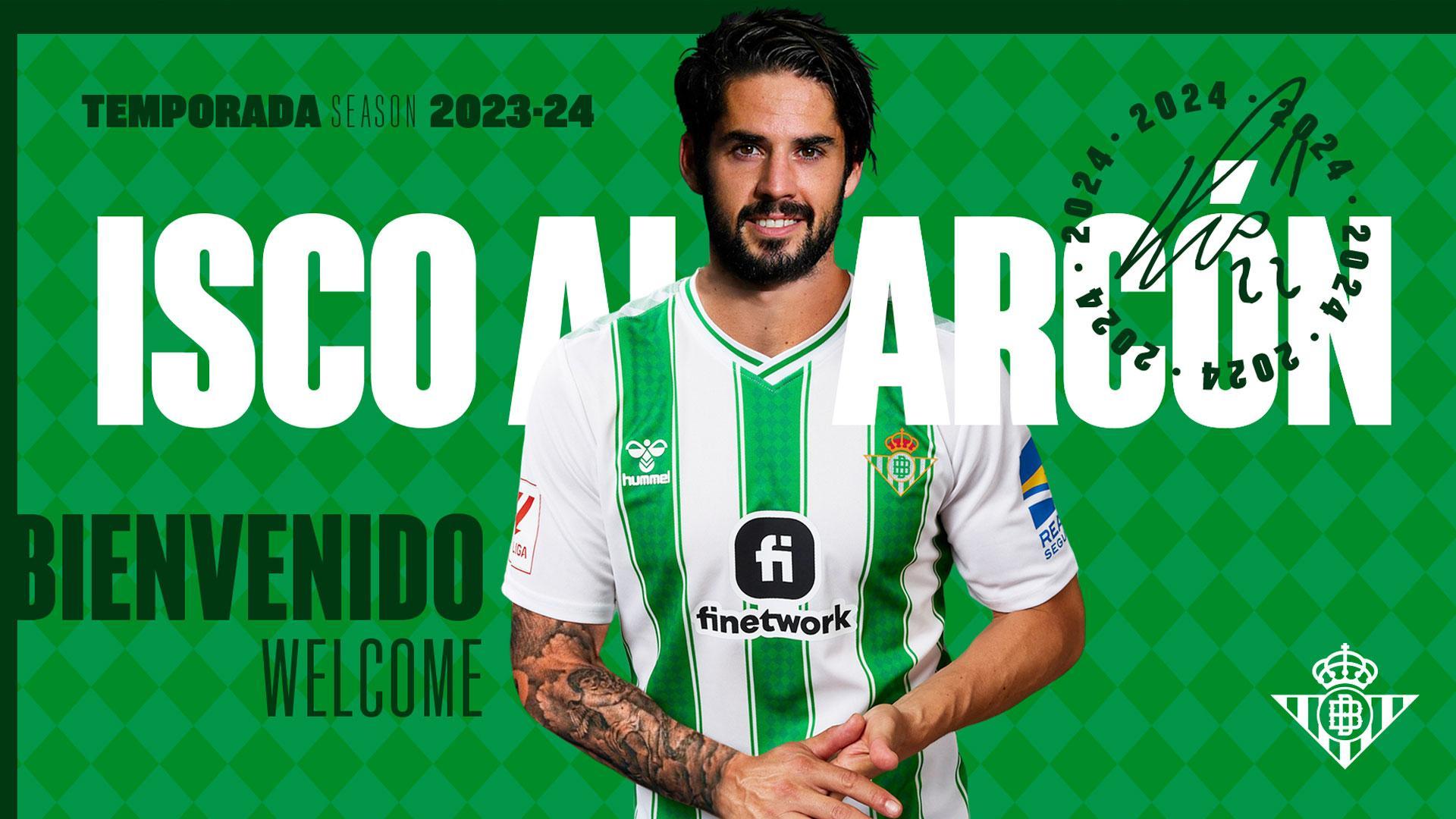 Con esta imagen ha anunciado en su web el Betis el fichaje de Isco