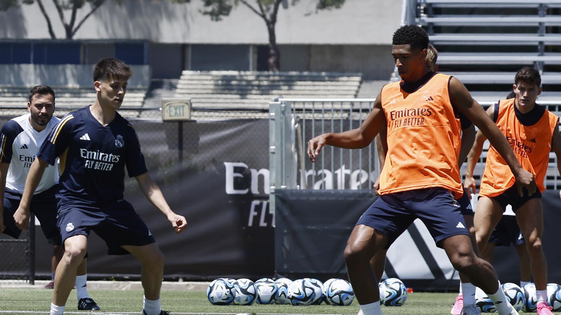 Arda Güler, en un entrenamiento con el Real Madrid en Los Ángeles