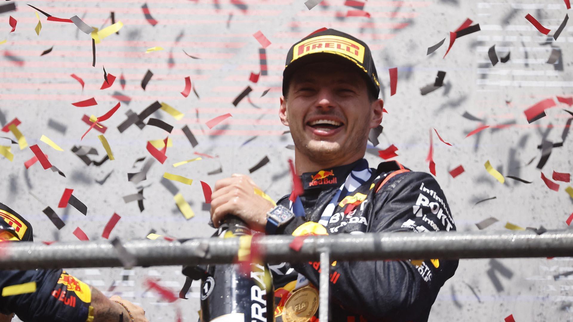 Max Verstappen celebra su victoria en el Gran Premio de Bélgica