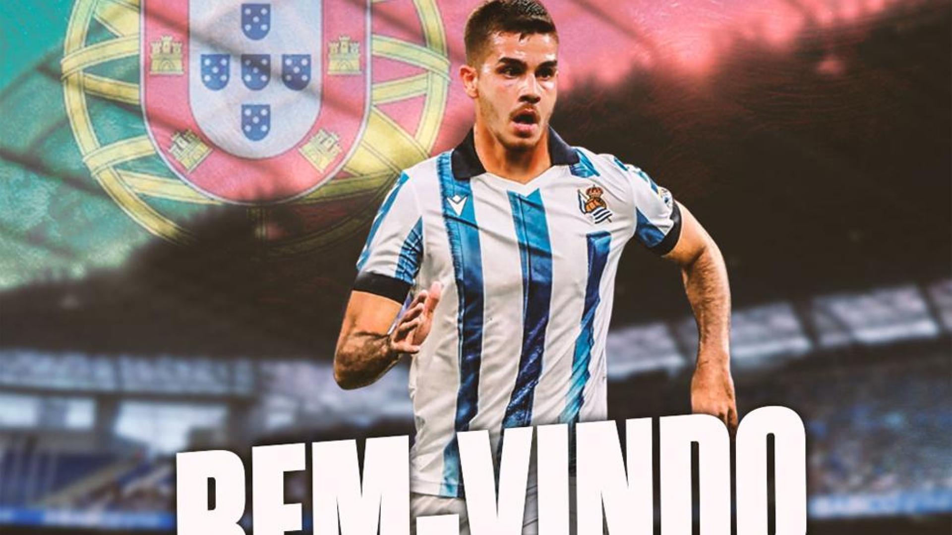 Imagen del recibimiento en redes de la Real Sociedad a André Silva