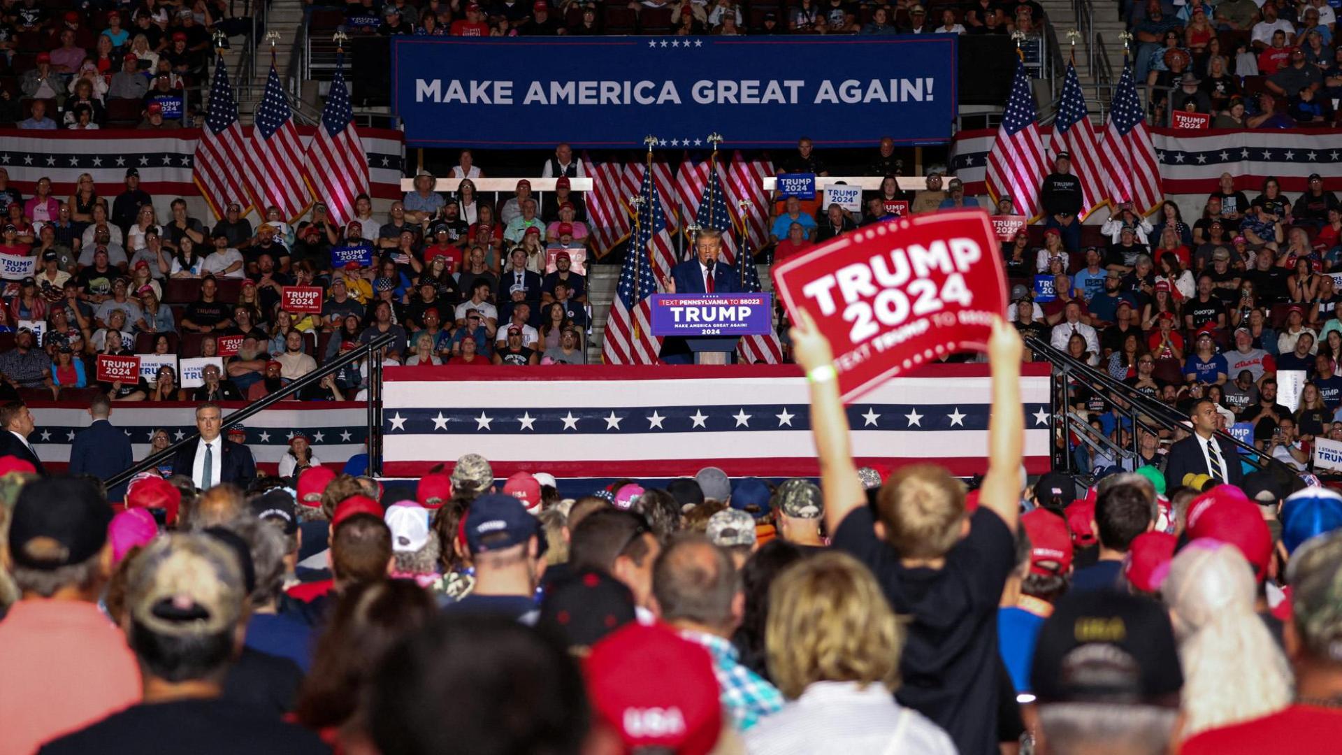 Donald Trump, en un multitudinario mitin