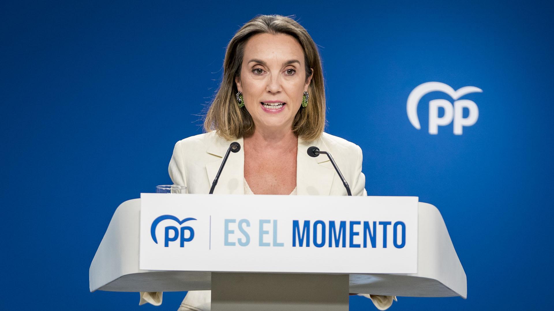 La secretaria general del Partido Popular, Cuca Gamarra, ha comparecido en rueda de prensa tras las reunión del Comité de Dirección del Partido Popular